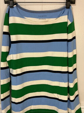 Talbots Authentic Talbots Tee - Striped Long Sleeve Blue & Green